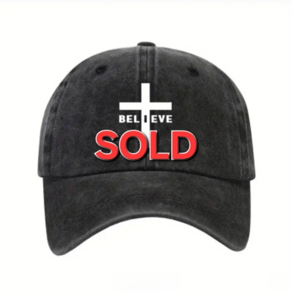 Other - BASEBALL CAP Unisex Black Believe Cross Printed
